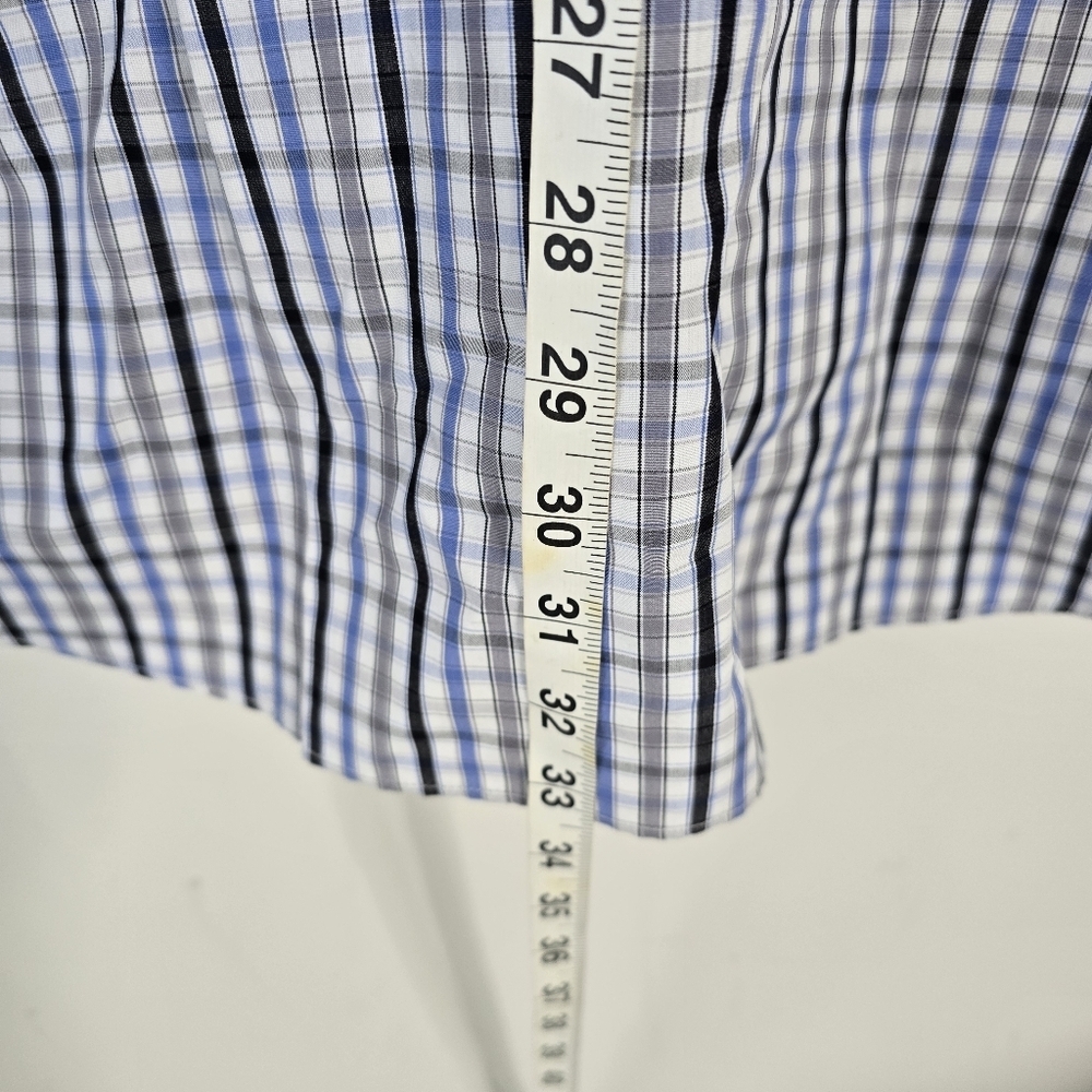 NWT Turnbull & Asser Long Sleeve Button Down Shirt 15.5 Blue/Gray Check Plaid - Picture 9 of 12